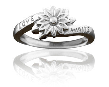 Purity Ring for Girls 14KT White Gold Love Waits Flower - PurityRings.com