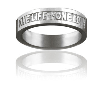 Ladies Sterling Silver One Life, One Love Christian Wedding Ring Band - PurityRings.com