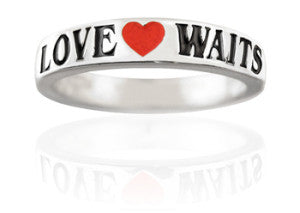 Girls Silver Purity Ring Love Waits Enamel Band - PurityRings.com