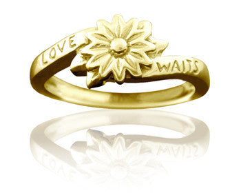 Purity Ring for Girls 14K Yellow Gold Love Waits Flower - PurityRings.com