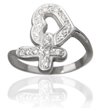 14KT White Gold Diamond Pave Protected Heart Purity Ring - PurityRings.com
