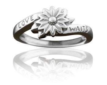 Purity Ring for Girls 14KT White Gold Love Waits Flower - PurityRings.com
