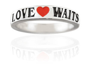 Girls Silver Purity Ring Love Waits Enamel Band - PurityRings.com
