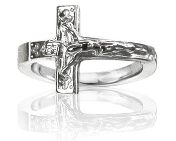 Mens Sterling Silver Crucifix Purity Ring - PurityRings.com
