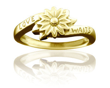 Purity Ring for Girls 14K Yellow Gold Love Waits Flower - PurityRings.com
