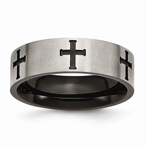 Guys Purity Ring with Laser Crosses in Titanium - PurityRings.com

